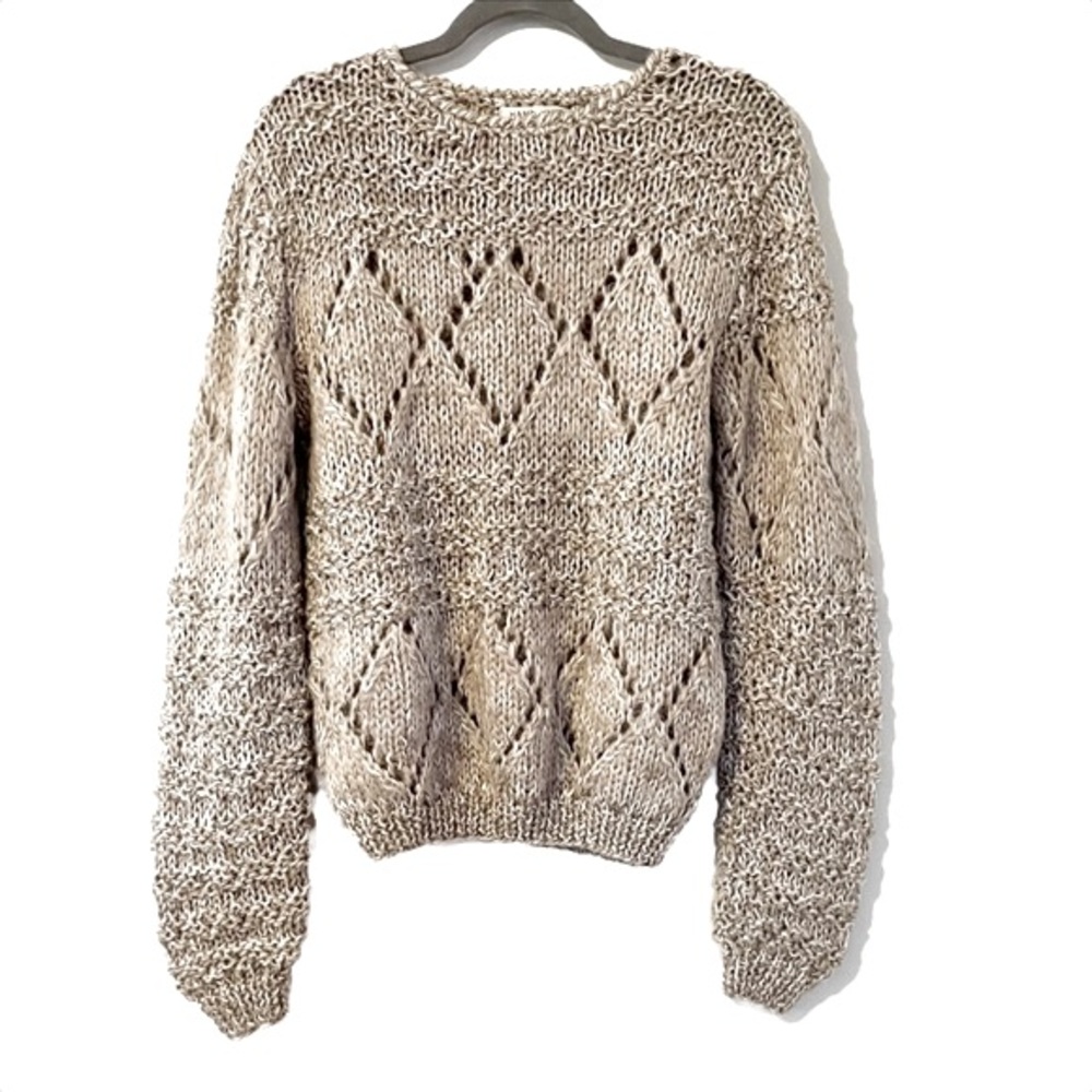 Vtg | Hand Knit Multi-Pattern Pullover Sweater - image 1